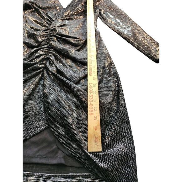 Maggy London Holiday‎ Sequin Dress Women Sz 8 Striped Long Sleeve Designer - Picture 3 of 8